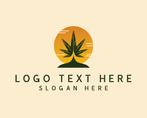 Hemp - Weed Leaf Sunset logo design