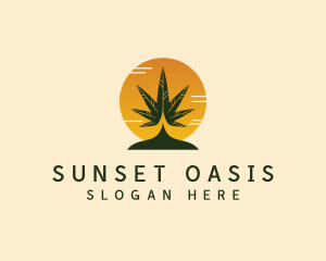 Weed Leaf Sunset logo design