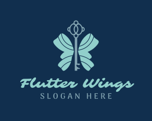 Butterfly Key Wings logo design