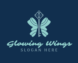 Butterfly Key Wings logo design