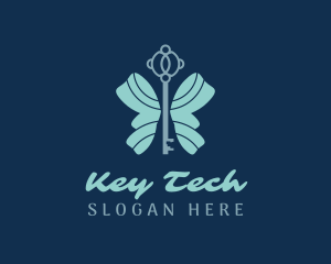 Butterfly Key Wings logo design