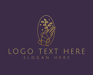 Leaf - Luxury Gold Hand Plant logo design