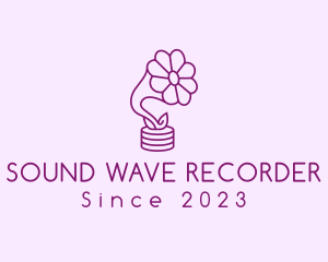 Flower Horn Record Player logo design