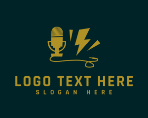 Audio - Power Podcast Microphone logo design