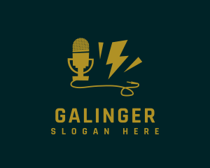 Microphone - Power Podcast Microphone logo design