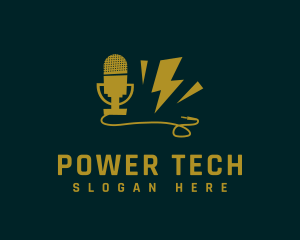 Power Podcast Microphone logo design