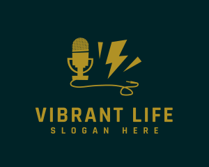Live - Power Podcast Microphone logo design