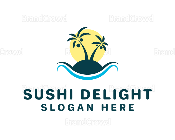 Beach Shore Sunset Waves Logo