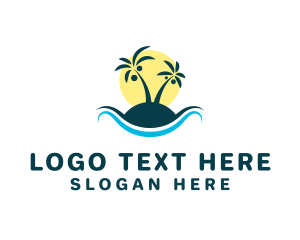 Islet - Beach Shore Sunset Waves logo design