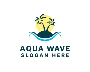 Beach Shore Sunset Waves logo design