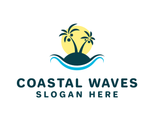 Beach Shore Sunset Waves logo design