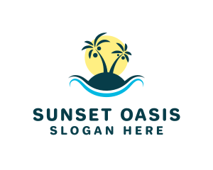 Beach Shore Sunset Waves logo design