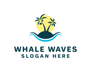 Beach Shore Sunset Waves logo design