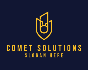 Comet - Building Shield Protection logo design