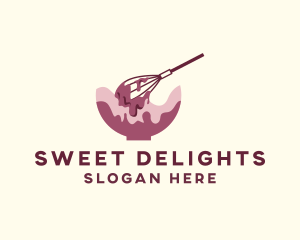 Desserts - Whisk Cream Drip Bowl logo design