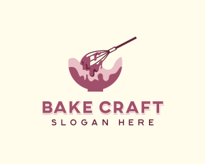 Whisk Cream Drip Bowl logo design