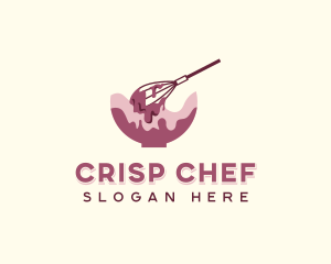 Whisk Cream Drip Bowl logo design