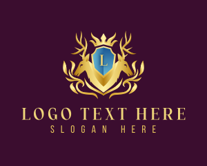 Horn - Reindeer Stag Crest logo design