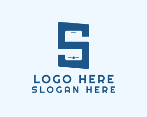 Networking - Digital Phone Letter S logo design
