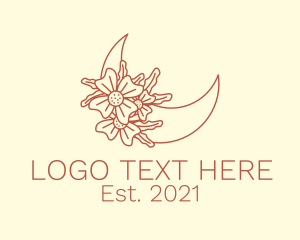 Herbal - Aesthetic Floral Moon logo design