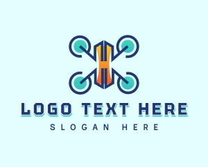 Production - Modern Flying Drone logo design