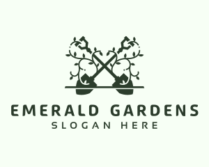 Plant  Shovel Garden logo design