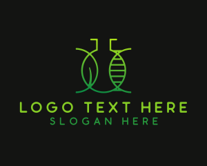 Biology - Biotech Science Leaf Flask logo design