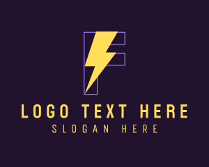 App - Neon Thunderbolt Letter F logo design