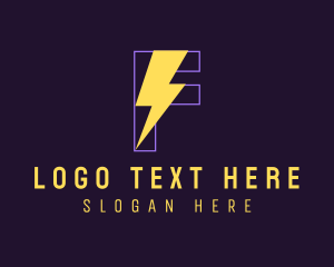 Developer - Neon Thunderbolt Letter F logo design