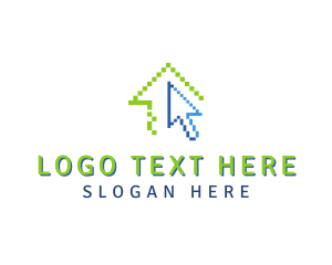 Vlog - Pixel House Cursor logo design