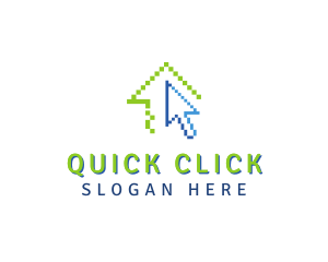 Click - Pixel House Cursor logo design