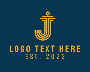 Marble - Gold Pillar Letter J logo design