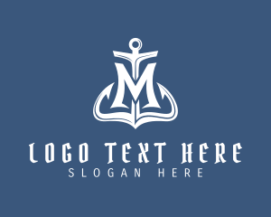 Nautical - Coastal Anchor Letter M logo design