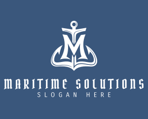 Naval - Coastal Anchor Letter M logo design