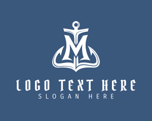Maritime - Coastal Anchor Letter M logo design