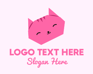 Paper - Pink Cat Origami logo design