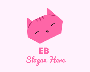 Pussycat - Pink Cat Origami logo design