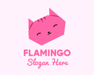 Feline - Pink Cat Origami logo design