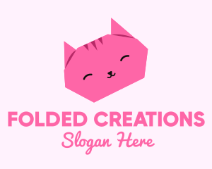 Pink Cat Origami  logo design