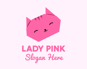 Pink Cat Origami  logo design