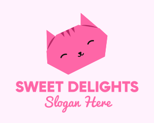 Pink Cat Origami  logo design