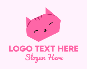 Pussycat - Pink Cat Origami logo design