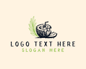 Coconut - Drinking Coconut Flower logo design