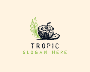 Drinking Coconut Flower logo design