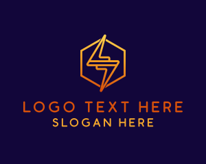 Lightning - Hexagon Lightning Bolt logo design