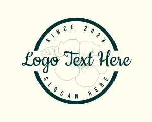 Handwritten - Floral Cafe Badge Wordmark logo design