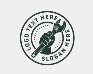 Round - Clenched Fist Wrench logo design