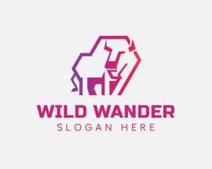 Gradient Wild Bison logo design