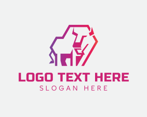 Hexagon - Gradient Wild Bison logo design
