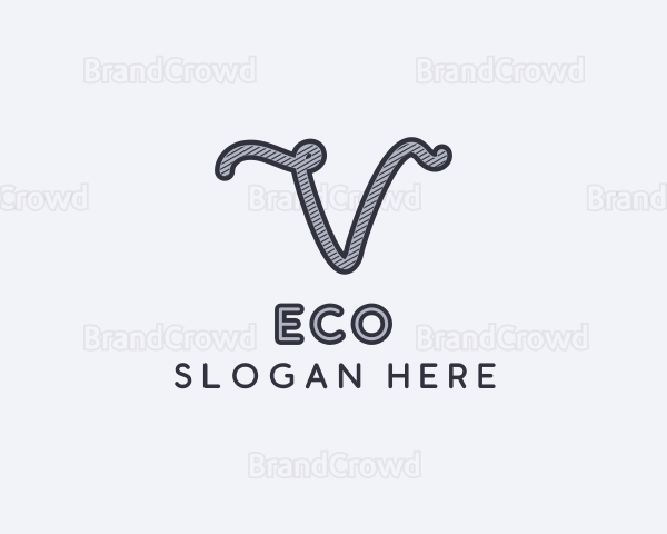 String Thread Tailoring Letter V Logo